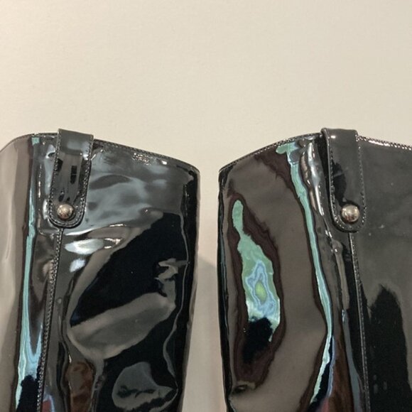 BURBERRY Patent Leather Buckle Heel Black Glossy Boots Size 6/6.5 - Picture 12 of 17